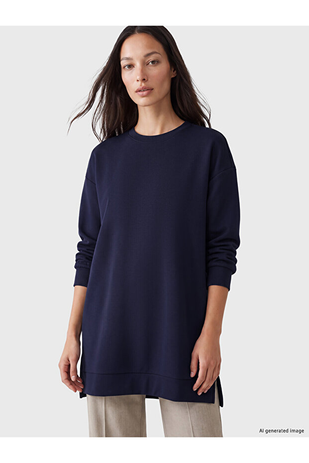 Navy Blue Soft Touch Women's Sweatshirt Tunic