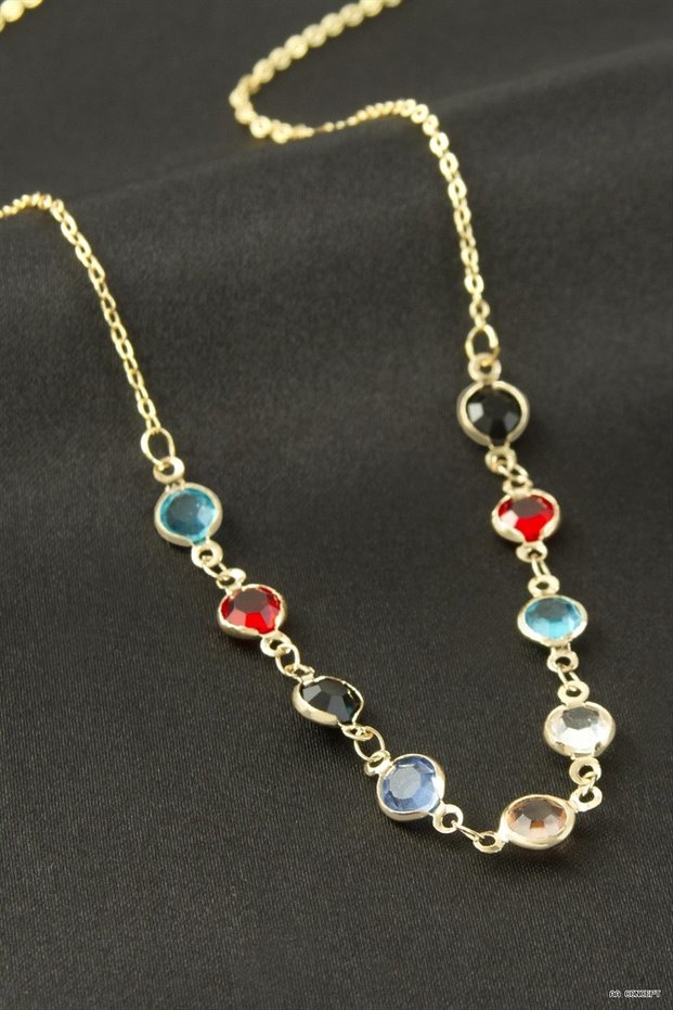 CONCEPTA Round Crystal Stone (190523) Necklace, Yellow