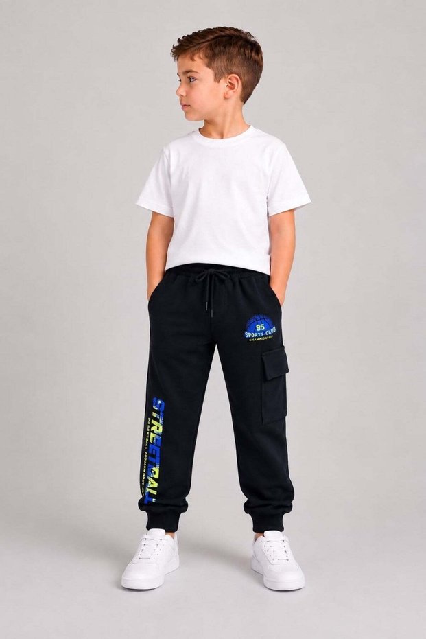 Mojo baby boy 1-4 years sports club patterned sweatpants black