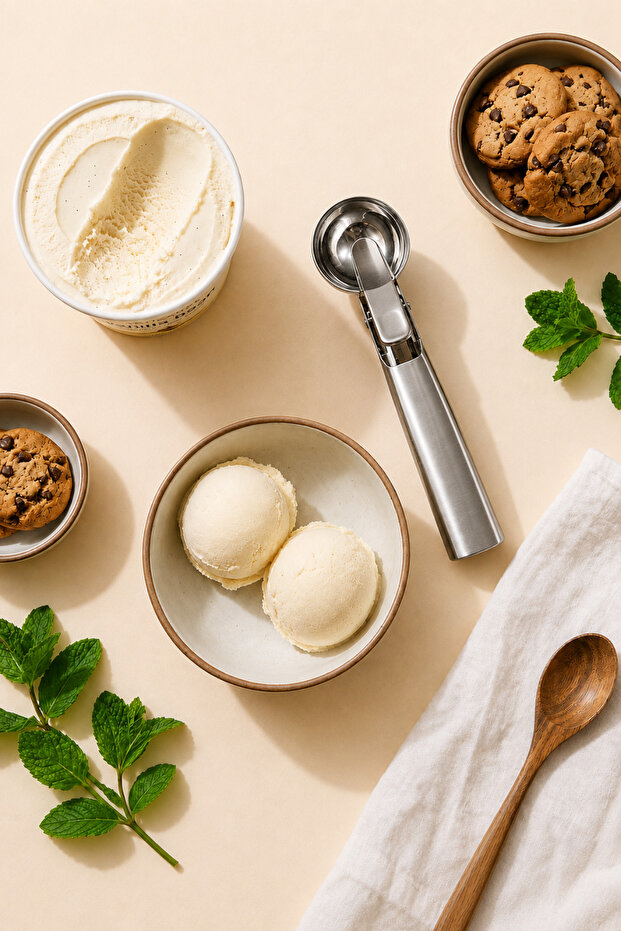 M Size Press-On Ice Cream Spoon Ice Cream Scoop Portioner Practical Dessert Serving Spoon