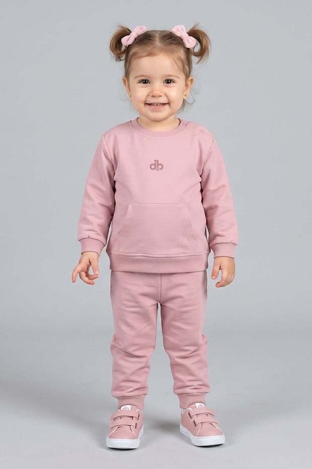 Mojo unisex baby 1-3 years cotton seasonal tracksuit set powder