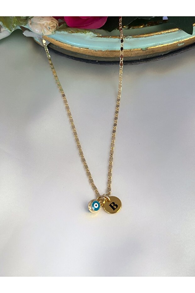 Asia by Leuvoie B Letter Evil Eye Beaded Necklace