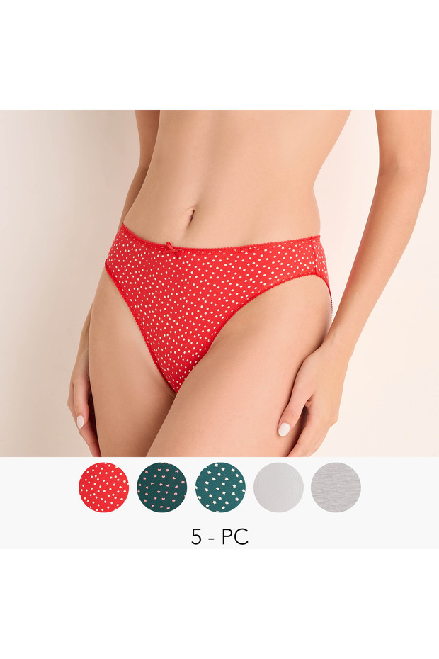 5 PC PRINTED SOLID BIKINI