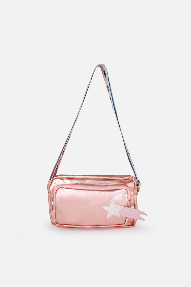Children's Bag, Two-Compartment Star Patterned White Hand and Shoulder Bag