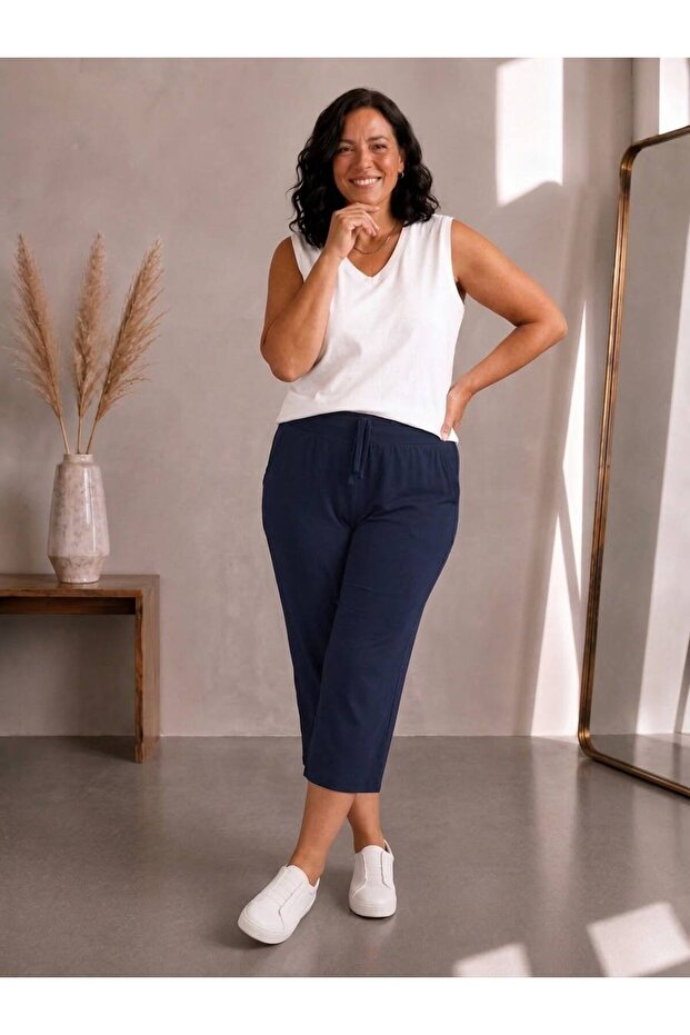 Plus Size Shorts & Bermuda - Dark blue - Elastic