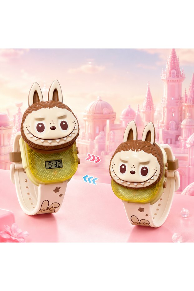 Sevinli Labubuuu Patterned Illuminated Musical Wristwatch for Young Girls, Children, Women, Men