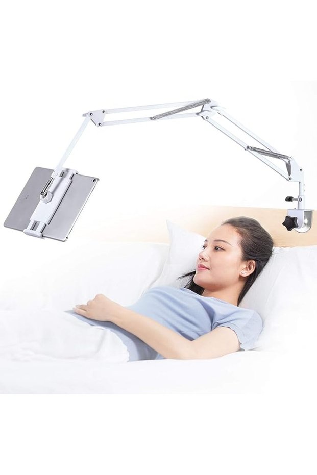 حامل أجهزة لوحية قابل للتعديل، حامل أجهزة لوحية قابل للطي للسرير، حامل أجهزة لوحية عالمي مرن من الألومنيوم