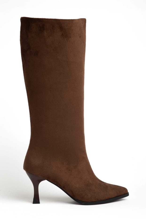 Vicenza Brown Suede Pointed Toe Women's Heeled Boots