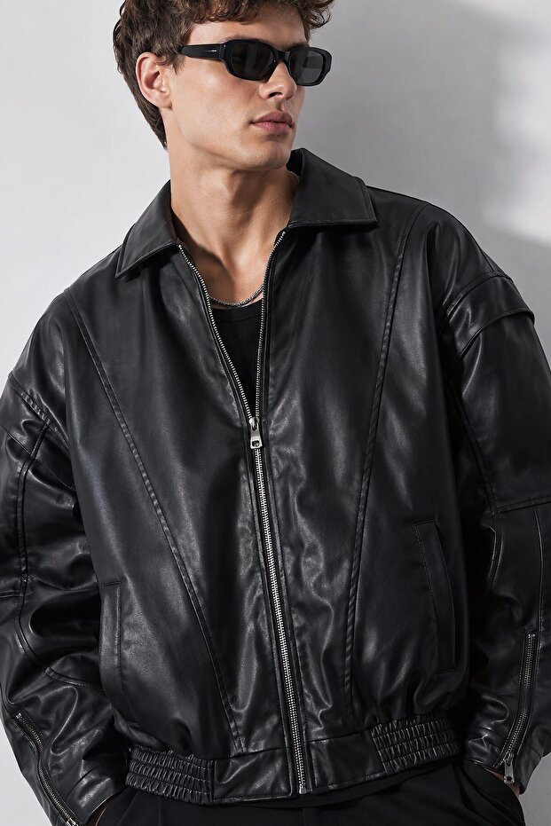 Oversize Comfortable Fit Leather Jacket
