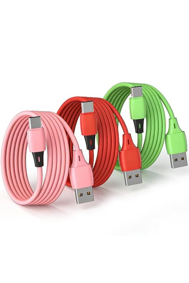 3 عبوات (6 أقدام/2 متر) من كابلات USB من النوع C، كابل USB من النوع A إلى C، سلك شحن سريع 2.4 أمبير لهاتف آيفون 16 1