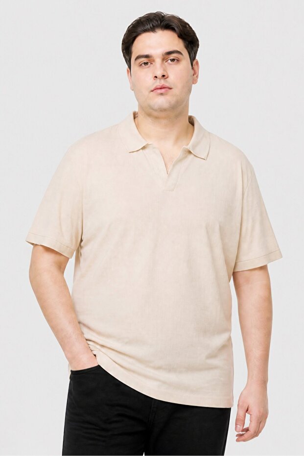 Men Regular Fit Plain Short Sleeve Polo Shirt, Tan