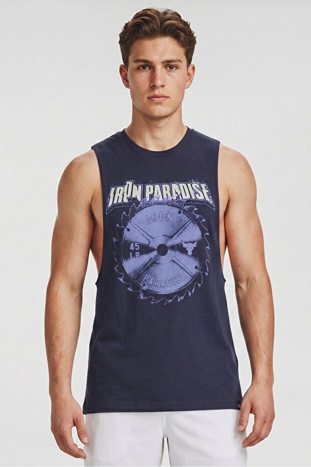 x Project Rock Men Loose Fit Sleeveless Training Vest, Navy