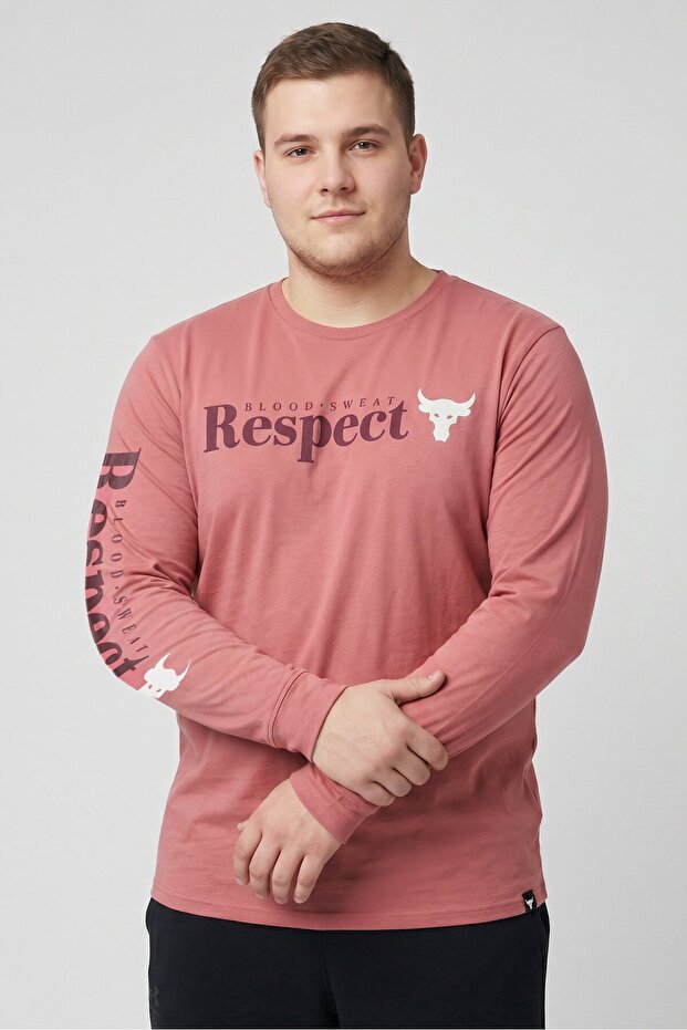 Men Loose Fit Long Sleeve Training T-shirt, Coral