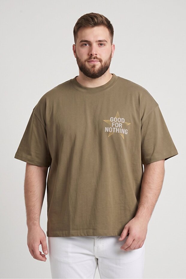 Men Crew Neck Short Sleeve Graphic Print T-Shirt, Dark Olive