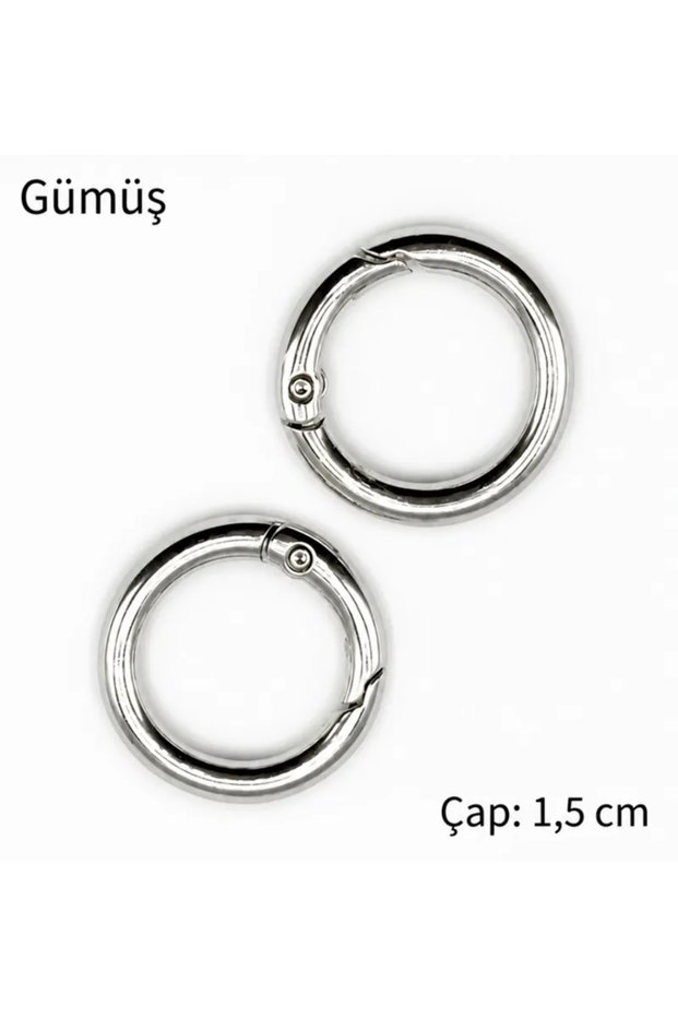 Metal Spring Bag Ring 1 Pair 1.5 cm - Silver
