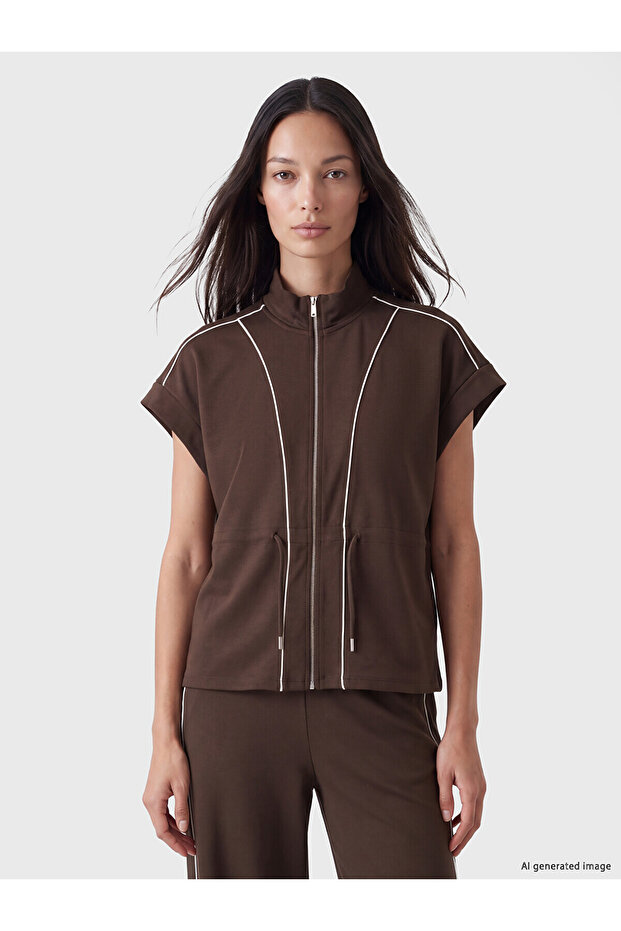 Lcw Everyday Brown High Collar Soft Touch Women's Vest