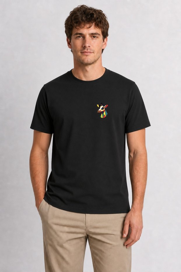 Men's Geometric Giraffe Collage - Black