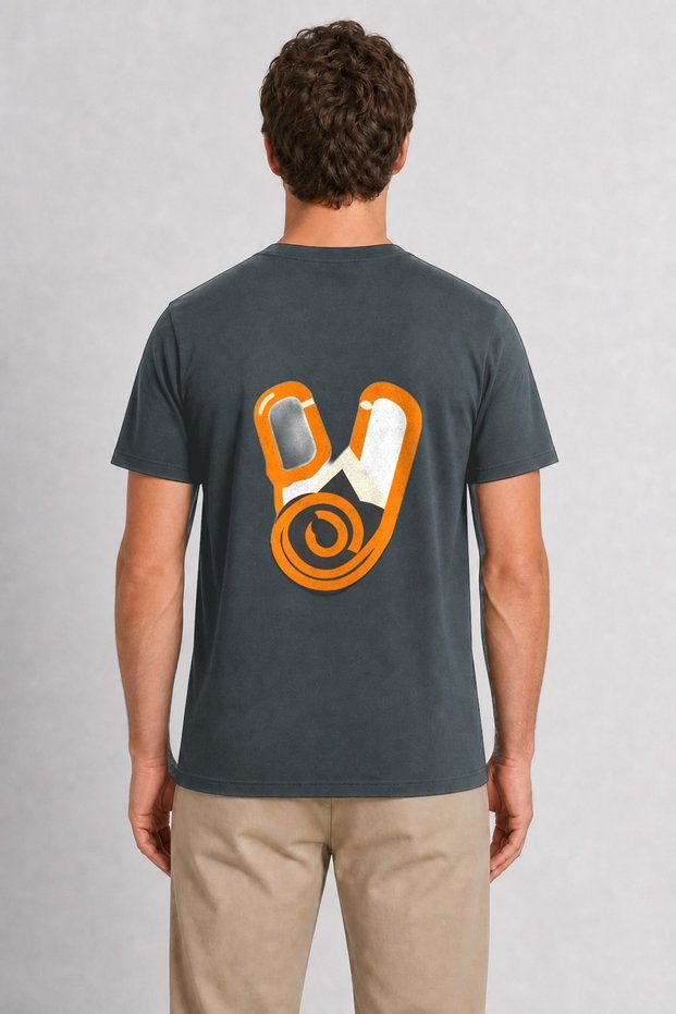 Men's Geometric Climbing Equipment Graphic Design - Back Print - Smoked