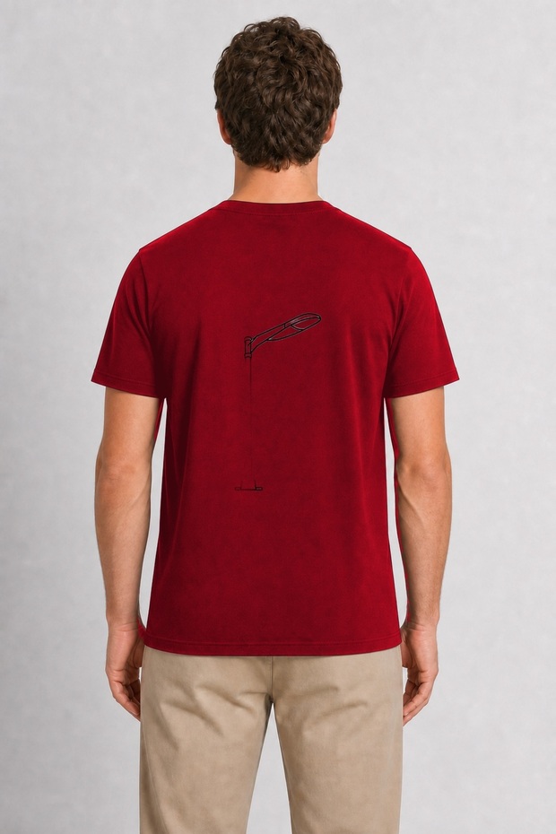 Men's Minimalist Street Lamp - Back Print - Red