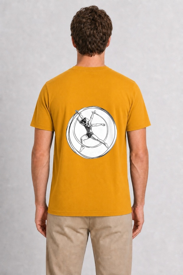 Men's Modern Rhythmic Gymnastics Moving Image - Back Print - Yellow