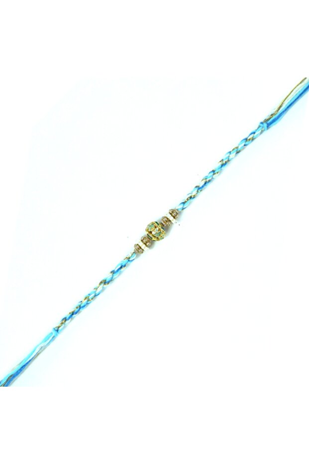 Rakhi Meenakari Teal Cream Gold
