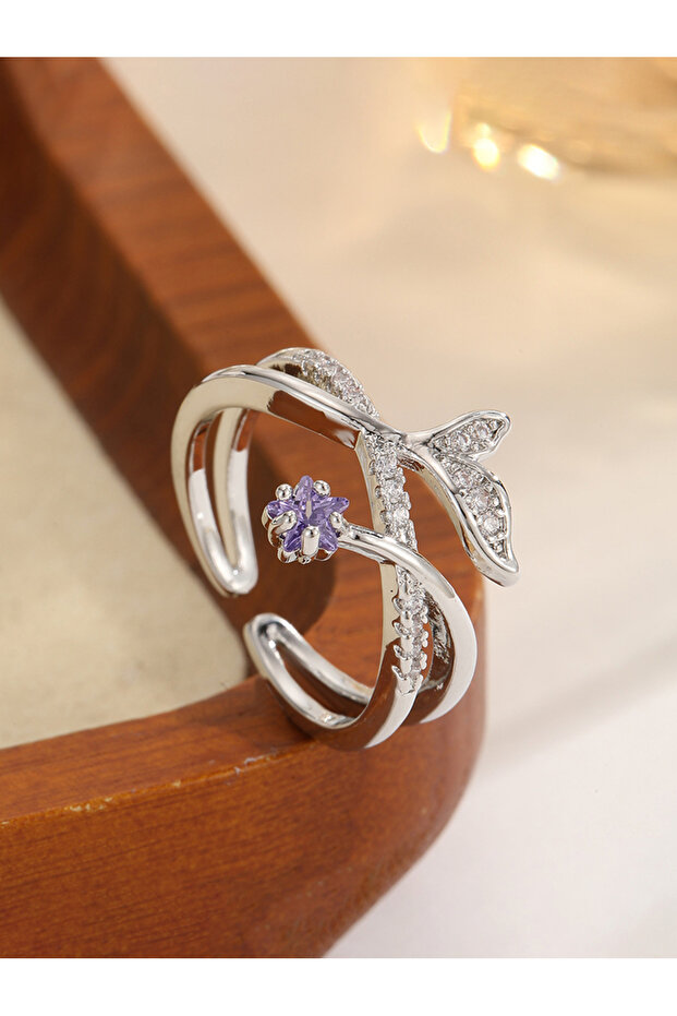 Silver Tone Mermaid Tail Cuff Ring