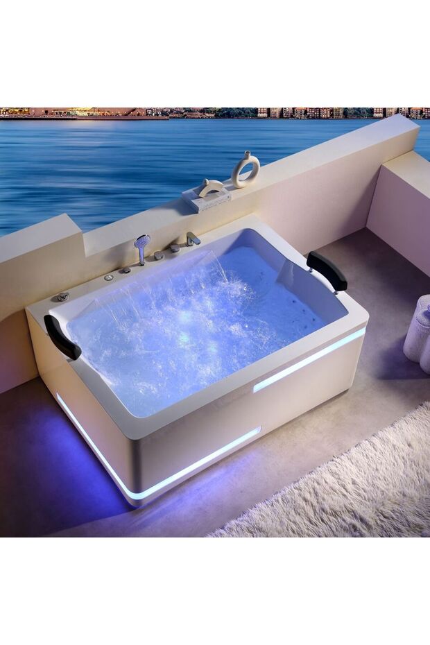 Dallas Massage Bathtub - 170x12ox63 Cm, White, Acrylic And Metal