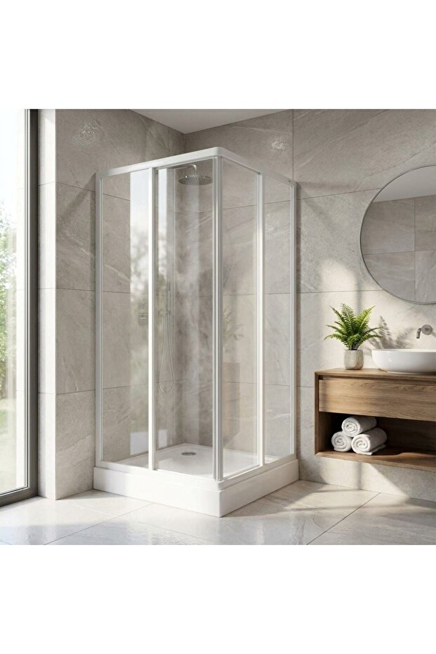 Shower Enclosure - Square, Clear, Tempered Glass, Shower Tray And Cubicle