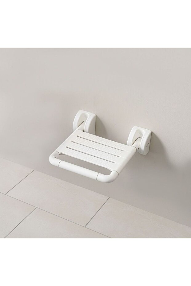 Folding Shower Seat - White, Acrylic, Corner Shelf, Bathroom Fixture Accessory