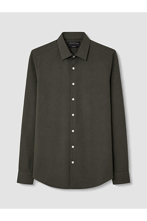 Ozmarka New Season Khaki Slim Fit Dobby Men's Shirt