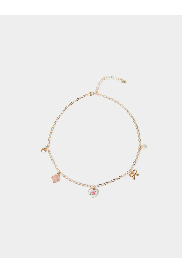 Gold Tone Multi-Charm Choker Necklace
