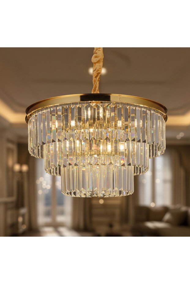 Aura 8 Lights Crystal Chandelier 55cm-Chrome, Bedroom Chandeliers
