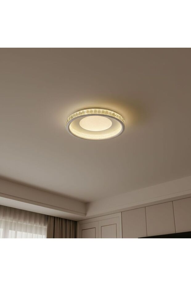 Iris LED Celing Light-white Silver, Acrylic, Crystal, L 57 x W 57 x H 15 cm