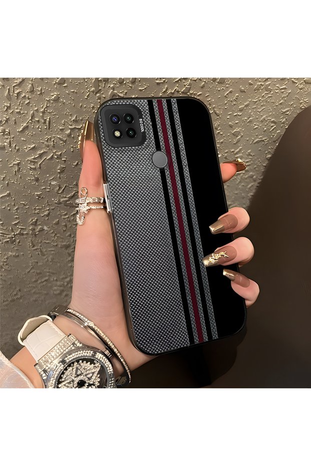 حافظة صلبة بنمط شريط عمودي أنيق وعالي الجودة متوافقة مع Redmi 9C/10A، حماية من الصدمات