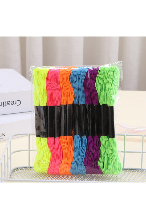 1 12pcs Cross Stitch Embroidery Floss Dyeing Line Threads Fluorescent DIY Weave Bracelet String Sew.