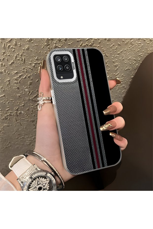 Samsung Galaxy A12/M12 Compatible High-Quality Stylish Vertical Stripe Pattern Hard Case, Shock Protection