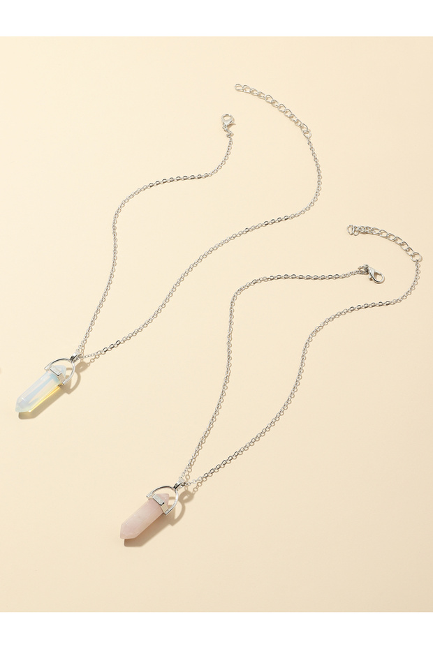 Pack of 2 - Girls Gemstone Crystal Pendant Necklaces