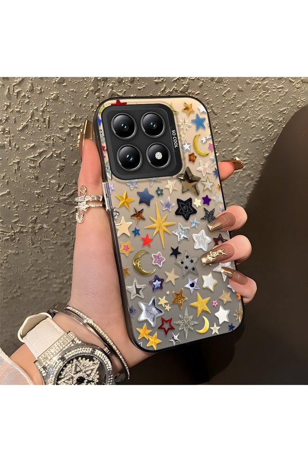 Mi 14t Compatible Fantastic Star Moon Pattern Case, Durable Hard Case