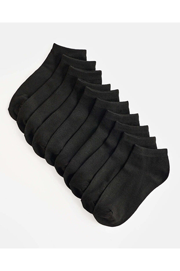 Men Black Plain Socks Value Pack (10 Pairs)