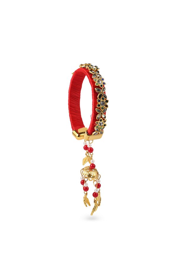 Rakhi Bhabhi Kundan Jhumka Red