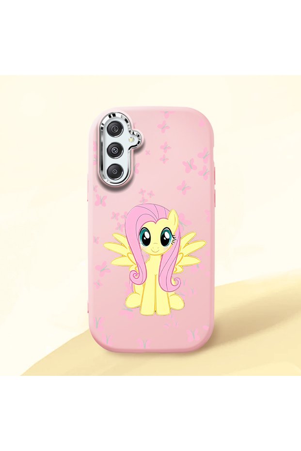 Samsung Galaxy M34 Compatible Shock-Absorbing Camera Protected Pink Silicone Case Fluttershy