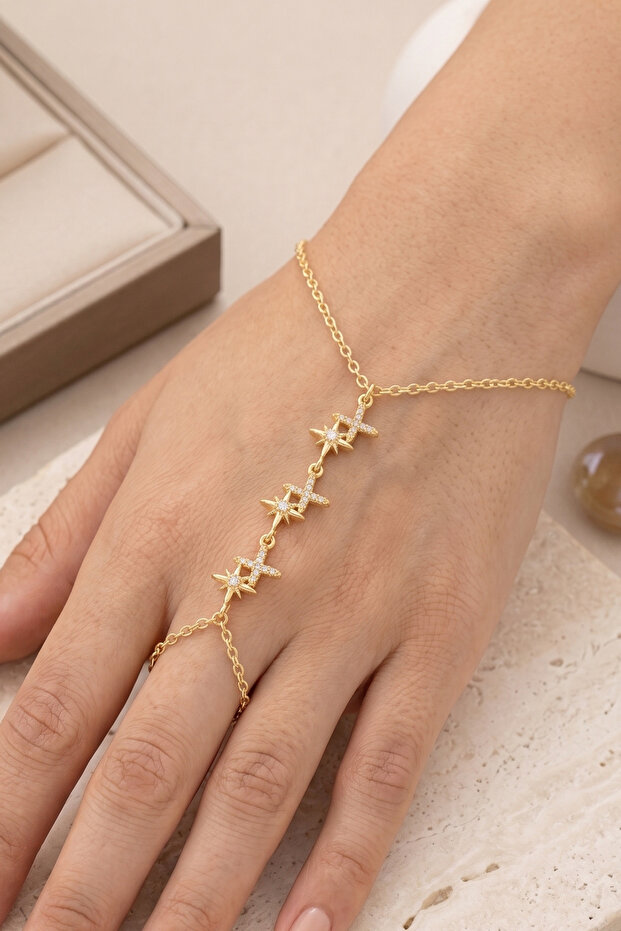 Premium Gold 2 North Star Steel Şahmeran Bracelet