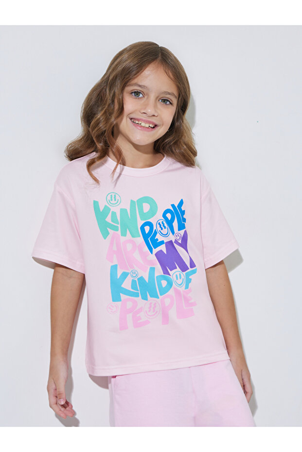 Girls Pink Graphic Print Oversized T-Shirt