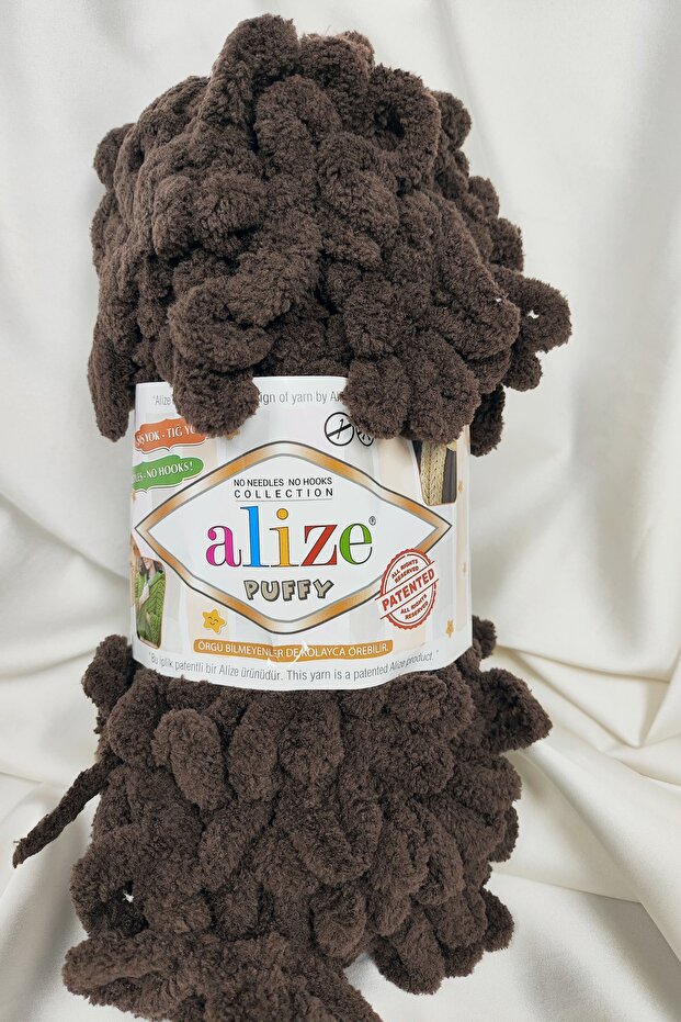Puffy Bitter Brown Hand Knitting Yarn 100Gr. 9Mt. (Pack of 5) - Color: 26