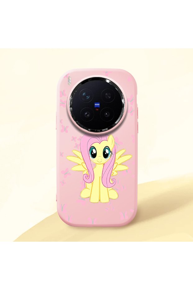 Vivo X300 Pro Compatible Shock-Absorbing Camera Protected Pink Silicone Case Fluttershy