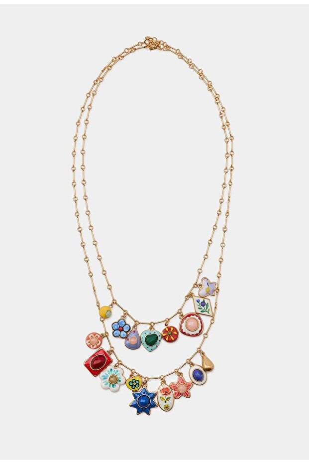 2-Piece Colorful Charm Necklace