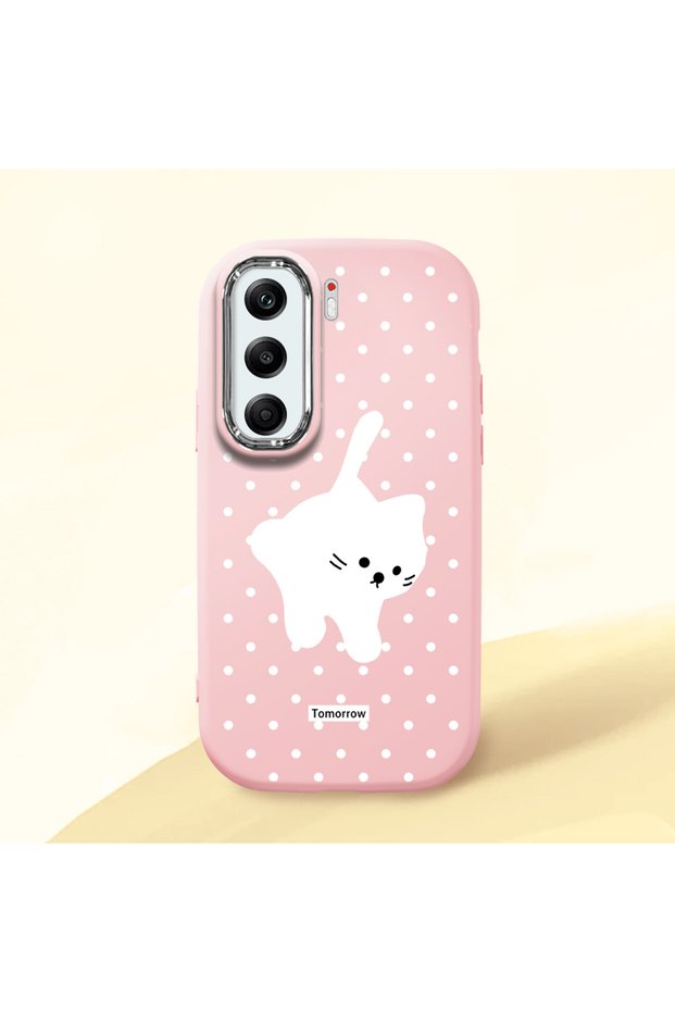Tecno Camon 40 Pro 5g(Cm7) Compatible Shock-Absorbing Camera Protected Pink Silicone Case Cat