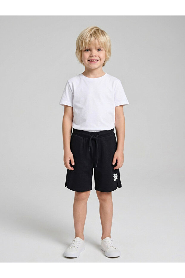 Boys Black Graphic Print Pocket Detail Shorts By Juniorloom