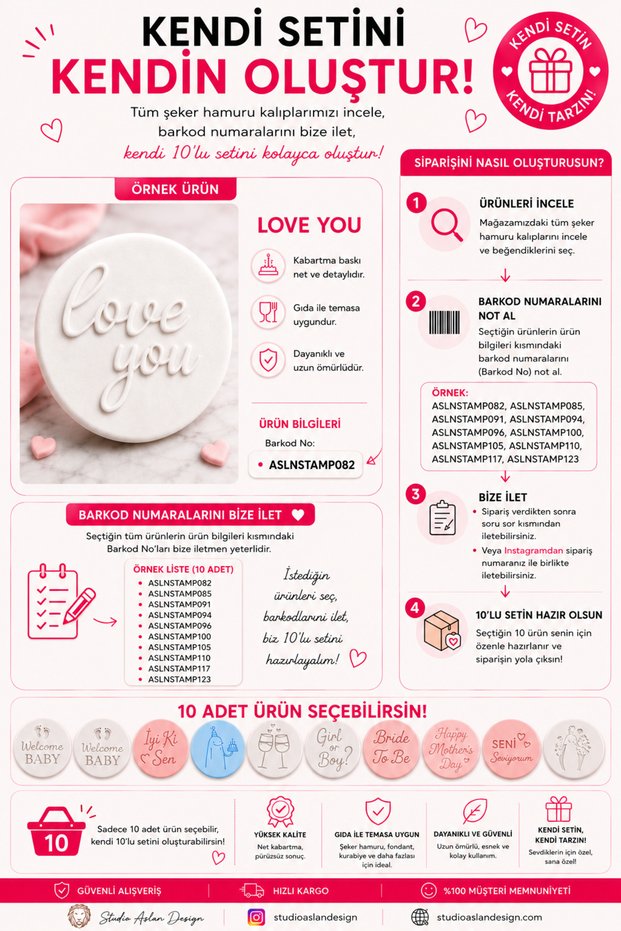 Create Your Own Set: 10-Piece Sugar Paste Mold Set | Selectable Embossing Printing Cookie & Fondant Mold
