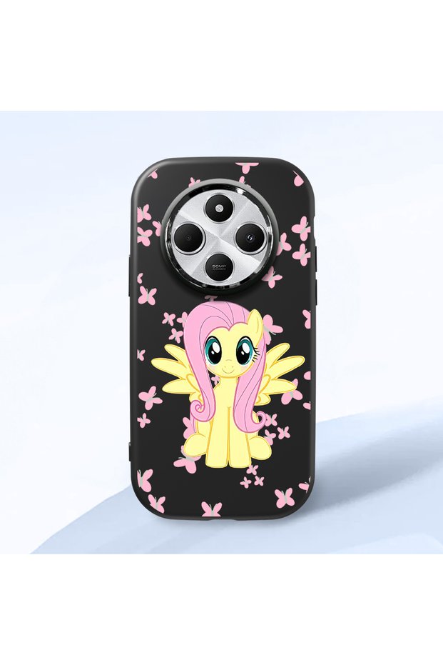 Redmi A4 Compatible Shock-Absorbing Camera Protected Black Silicone Case Fluttershy